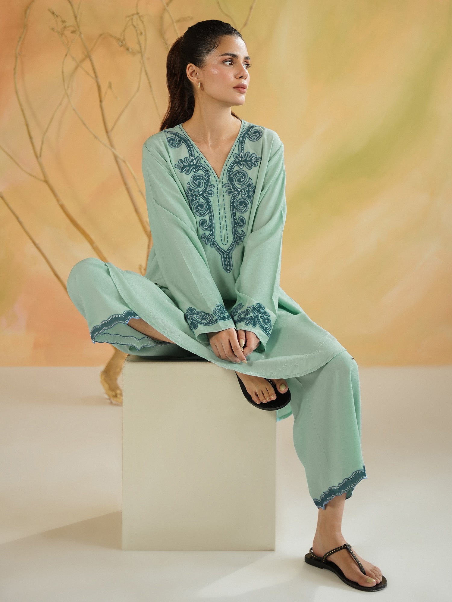 2-Piece Embroidered Set
